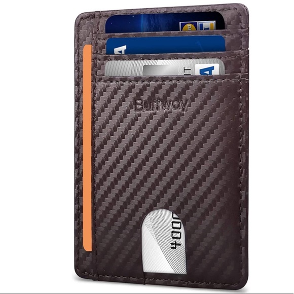 Carbon Fiber Slim Minimalist Front Pocket RFID Blocking Leather Wallets for Me… - Picture 3 of 6